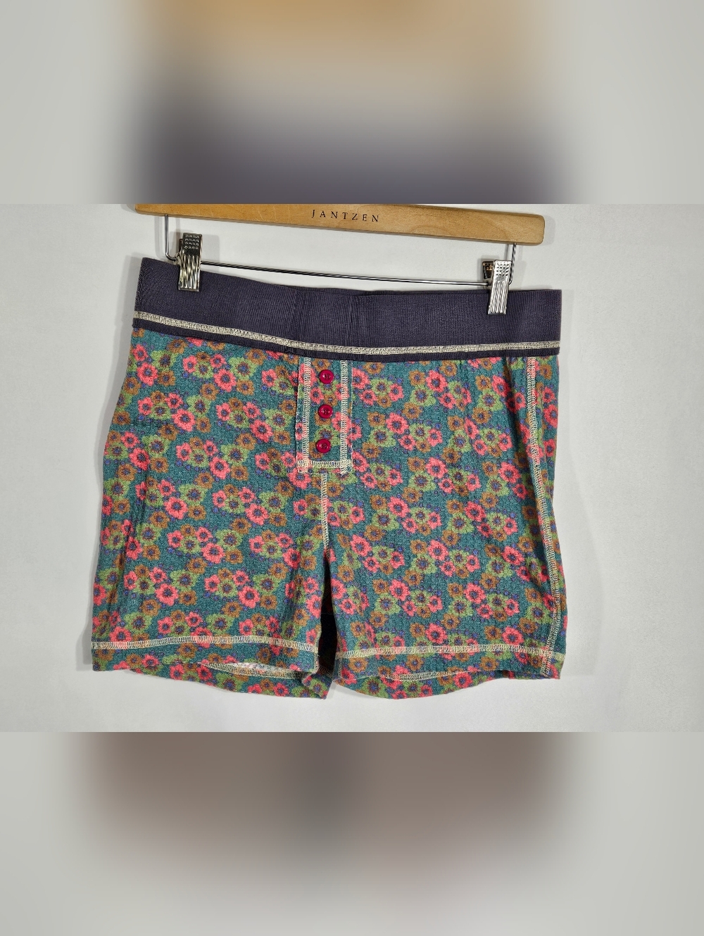 NATURAL LIFE High Waisted Waffle Floral Print Boy Shorts